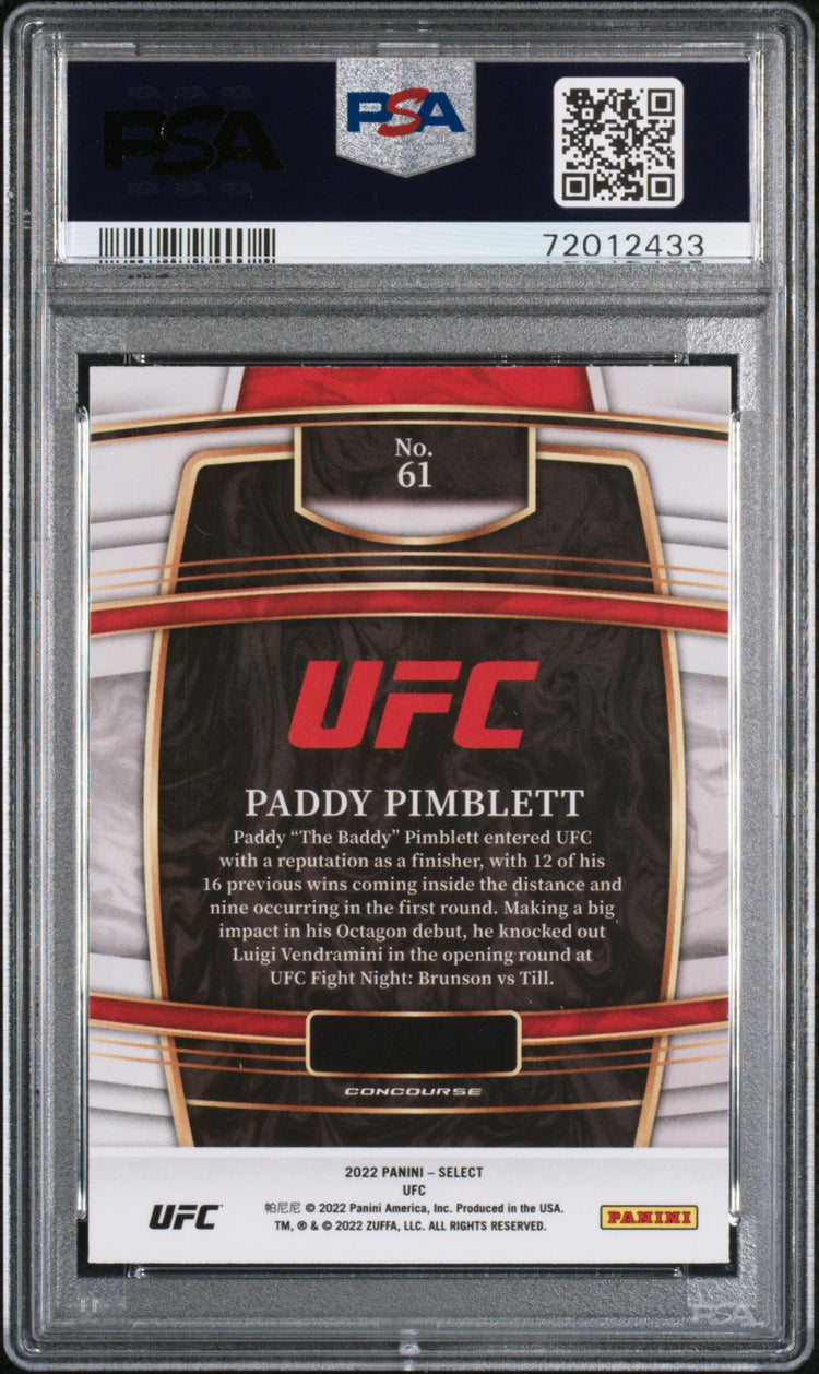 Graded 2022 Panini Select UFC Paddy Pimblett #61 Rookie RC UFC MMA Card PSA 10 Gem Mint