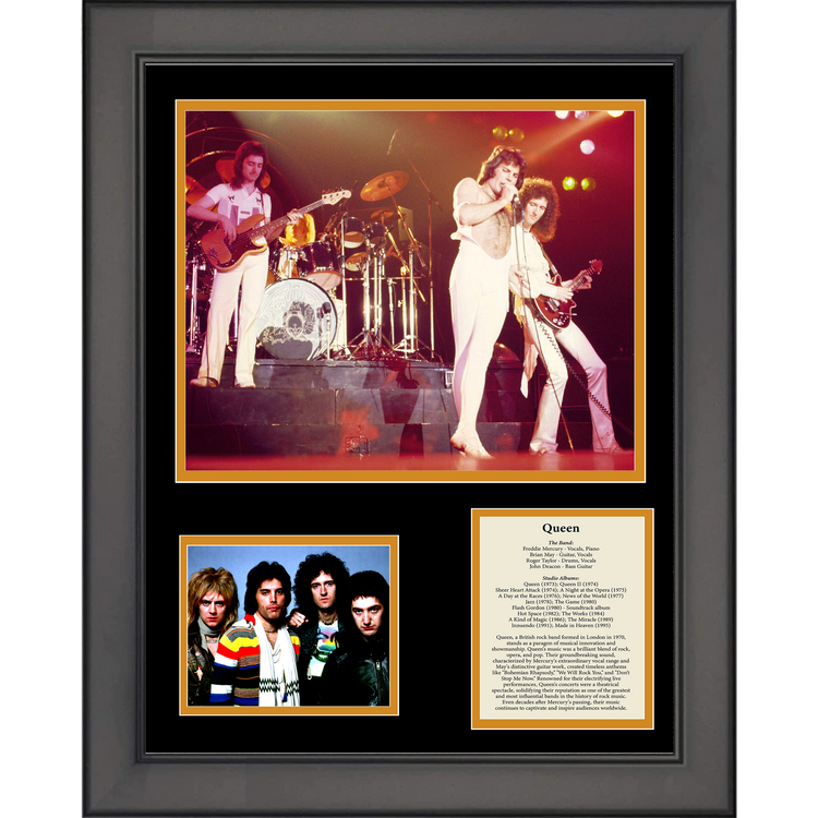 Framed Queen Band Members & Discography 11"x14"Music Three Photo Collage