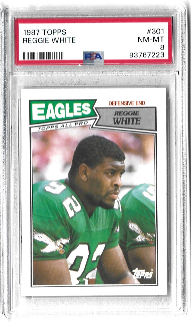 Graded 1987 Topps Reggie White #301 2nd Year Football Card PSA 8 NM-MT
