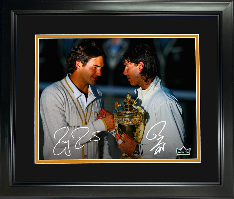 Framed Rafael Nadal & Roger Federer Dual Facsimile Laser Engraved Signature Auto 11"x14"Tennis Photo HOFSM Holo