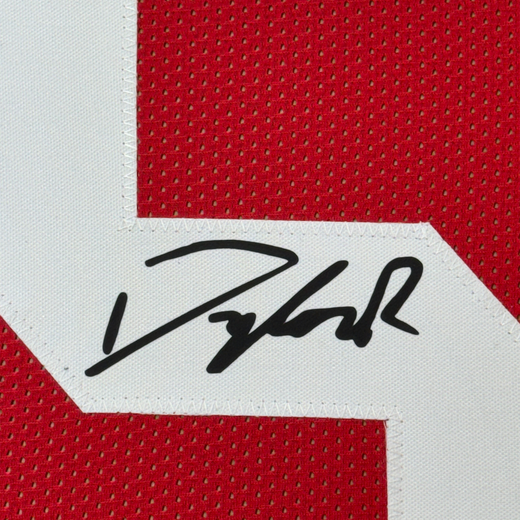 Framed Facsimile Autographed Dylan Raiola 35x39 Nebraska Red Reprint Laser Auto College Football Jersey