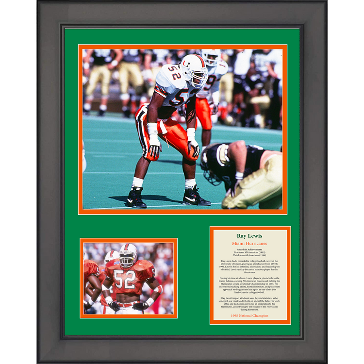 Framed Ray Lewis Miami Hurricanes College Football 11"x14"Three Photo Collage