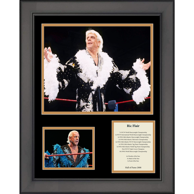 Framed Ric Flair Hall of Fame WWE 11"x14"Wrestling Three Photo Collage