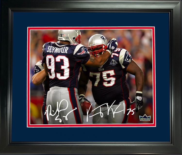 Framed Richard Seymour & Vince Wilfork Dual Facsimile Laser Engraved Signature Auto New England Patriots 11"x14"Football Photo HOFSM Holo
