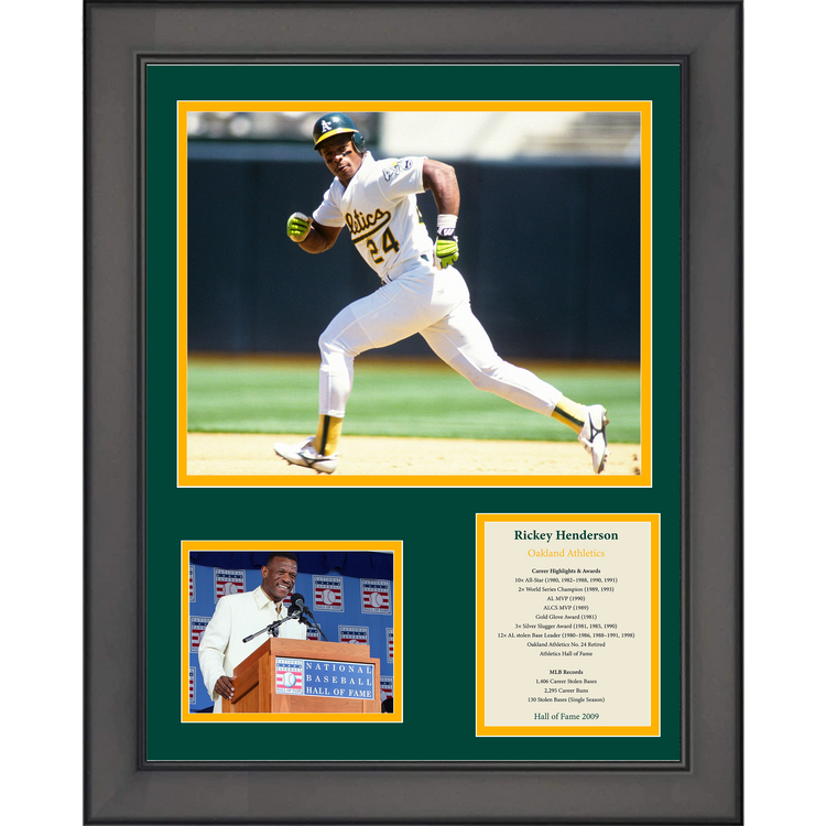 Framed Rickey Henderson Hall of Fame Oakland Athletics Baseball 11"x14"Three Photo Collage