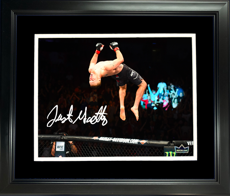 Framed Justin Gaethje UFC MMA Facsimile Laser Engraved Signature Auto 11"x14" Photo HOFSM Holo