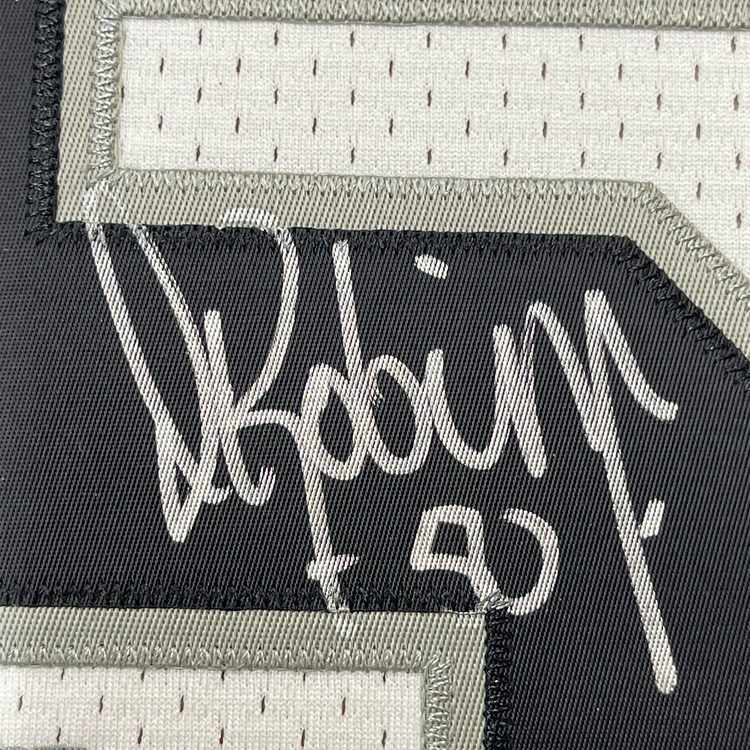 Framed Autographed/Signed David Robinson 35x39 San Antonio Spurs White Mitchell & Ness HWC Basketball Jersey Beckett BAS COA