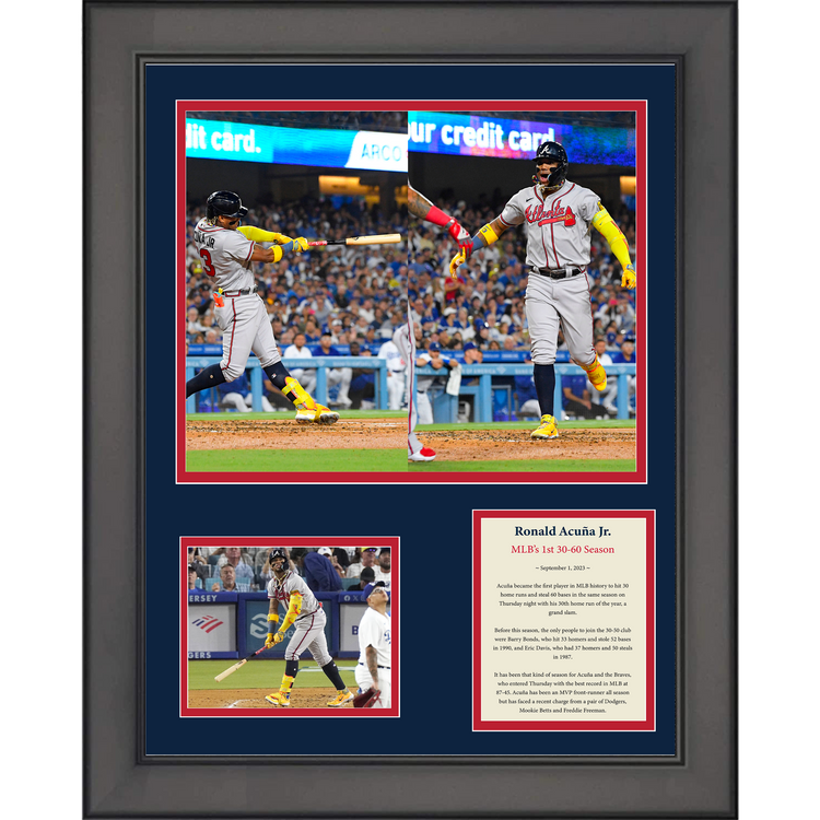 Framed Ronald Acuna Jr. MLB's First 30-60 Season Atlanta Braves Baseball 11"x14" Three Photo Collage