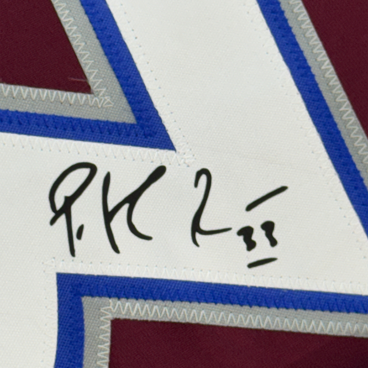 Framed Facsimile Autographed Patrick Roy 35x39 Colorado Maroon Reprint Laser Auto Hockey Jersey