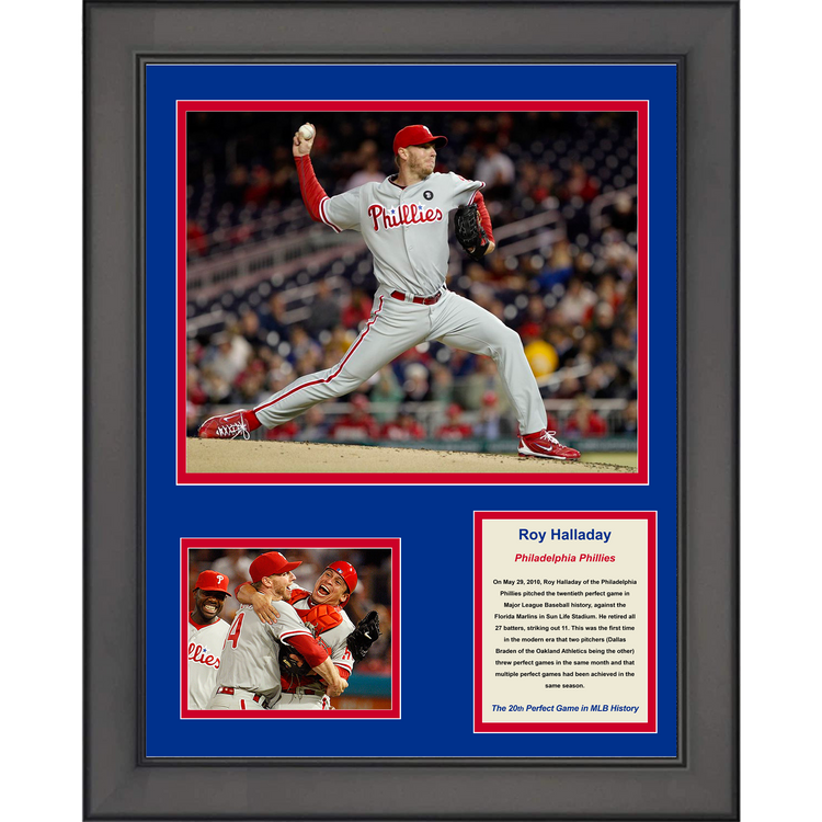 Framed Roy Halladay Perfect Game Philadelphia Phillies Baseball 11"x14"Three Photo Collage