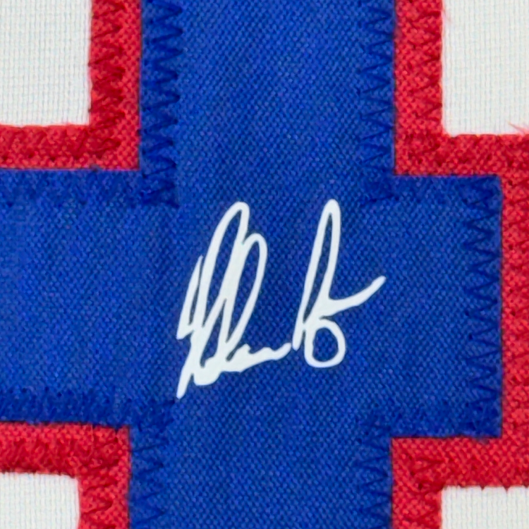Framed Facsimile Autographed Nolan Ryan 35x39 Texas White Reprint Laser Auto Baseball Jersey