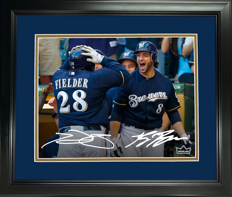 Framed Ryan Braun & Prince Fielder Milwaukee Brewers Dual Facsimile Laser Engraved Signature Auto 11"x14"Baseball Photo HOFSM Holo