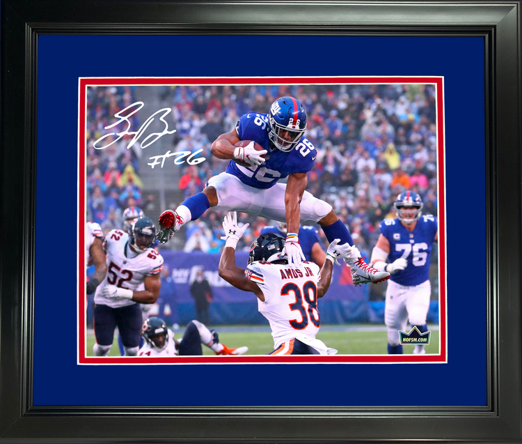 Framed Saquon Barkley New York Giants Facsimile Laser Engraved Signature Auto 11"x14"Football Photo HOFSM Holo