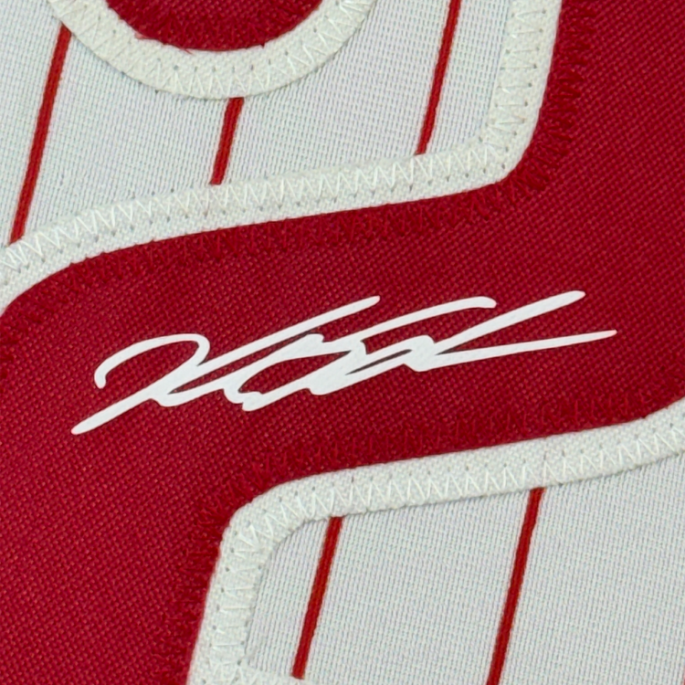 Framed Facsimile Autographed Kyle Schwarber 35x39 Philadelphia Pinstripe Reprint Laser Auto Baseball Jersey