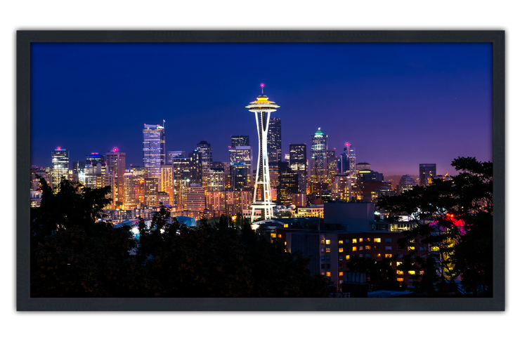 Professionally Framed Seattle Washington Skyline High-Resolution Panoramic Photo 12x22 Wall Art