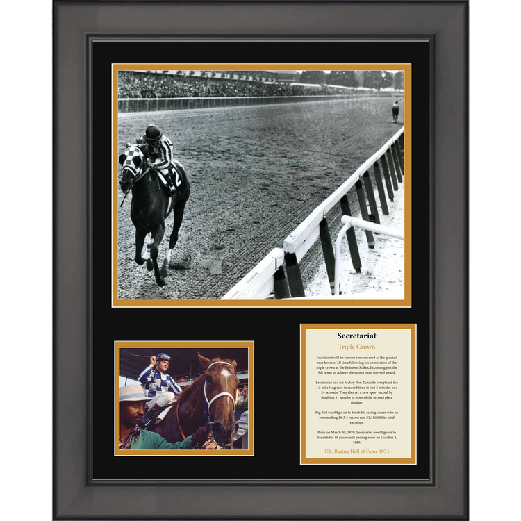Framed Secretariat & Ron Turcotte Kentucky Derby Triple Crown Winner 11"x14"Horse Racing Three Photo Collage