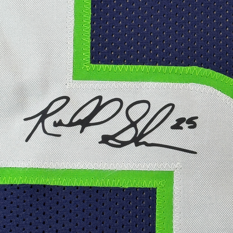 Framed Facsimile Autographed Richard Sherman 35x39 Seattle Blue Reprint Laser Auto Football Jersey