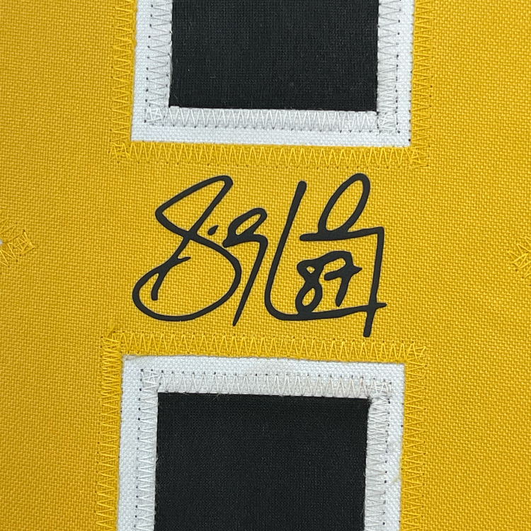 Framed Facsimile Autographed Sidney Crosby 35x39 Pittsburgh Black Reprint Laser Auto Hockey Jersey