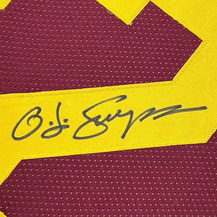 Framed Autographed/Signed OJ O.J. Simpson 35x39 USC Red College Football Jersey JSA COA