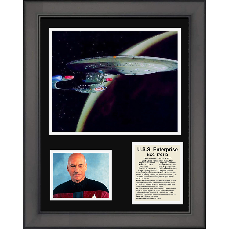 Framed Star Trek Next Generation U.S.S Enterprise TV Series 11"x14"Three Photo Collage
