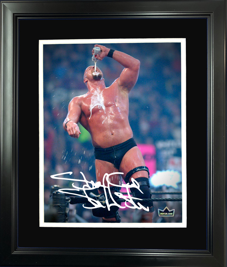 Framed Stone Cold Steve Austin WWE Facsimile Laser Engraved Signature Auto 11"x14" Wrestling Photo HOFSM Holo