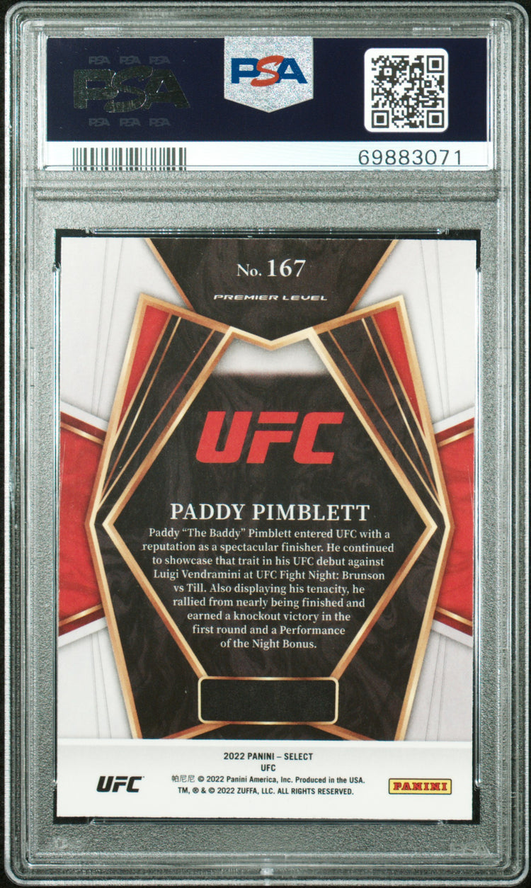 Graded 2022 Panini Select UFC Paddy Pimblett #167 Rookie RC UFC MMA Card PSA 10 Gem Mint