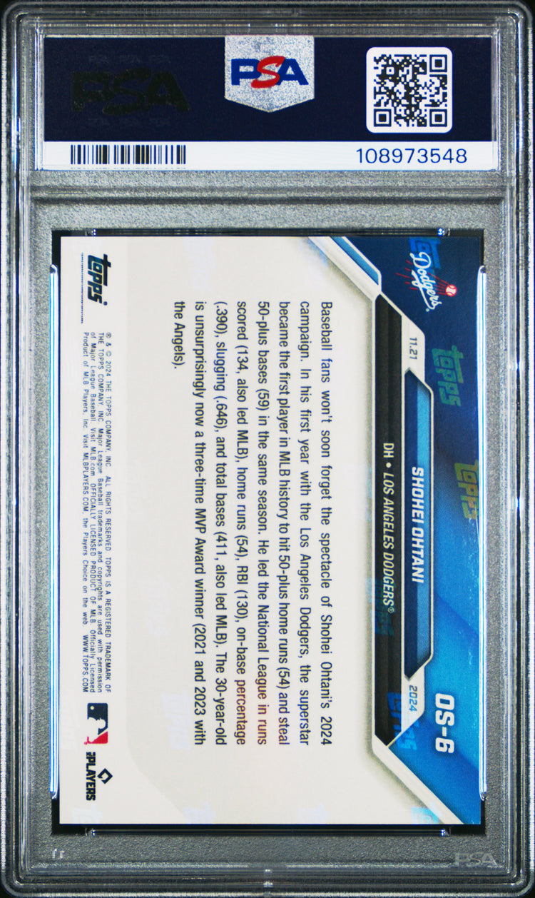 Graded 2024 Topps Now Shohei Ohtani #OS6 Offseason Baseball Card PSA 10 Gem Mint