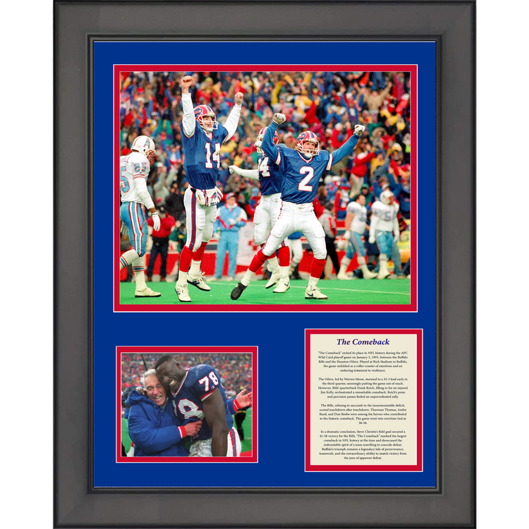Framed 1993 Buffalo Bills The Comeback Frank Reich, Andre Reed & Thurman Thomas 11"x14"Football Three Photo Collage