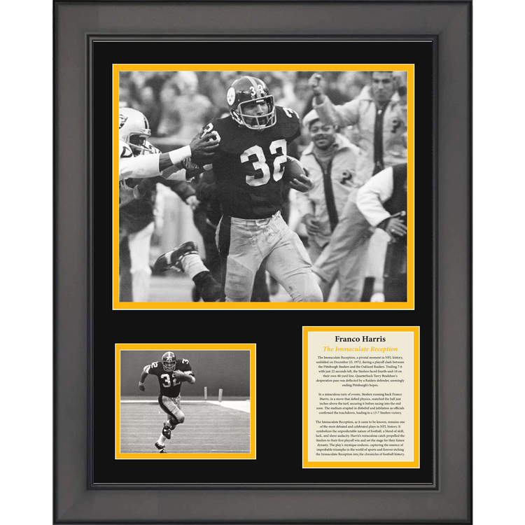 Framed The Immaculate Reception Franco Harris Pittsburgh Steelers 11"x14" Football Three Photo Collage