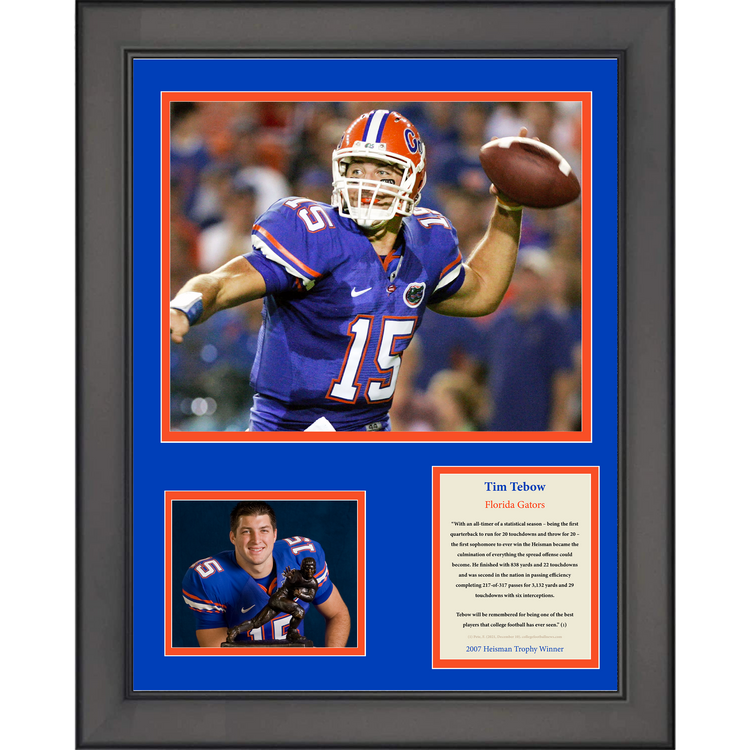 Framed Tim Tebow Heisman Trophy Winner Florida Gators 11"x14" College Football Three Photo Collage