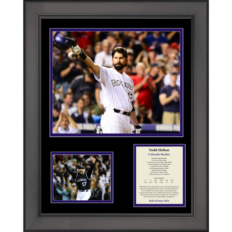 Framed Todd Helton Hall of Fame Colorado Rockies Baseball 11"x14" Three Photo Collage