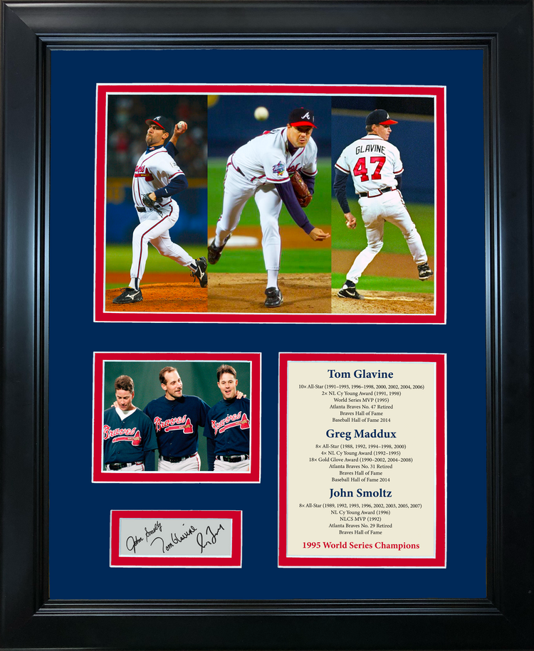 Framed Tom Glavine John Smoltz Greg Maddux Atlanta Braves Big 3 Facsimile Laser Engraved Signature Auto 11"x14" Baseball Photo Sig Collage