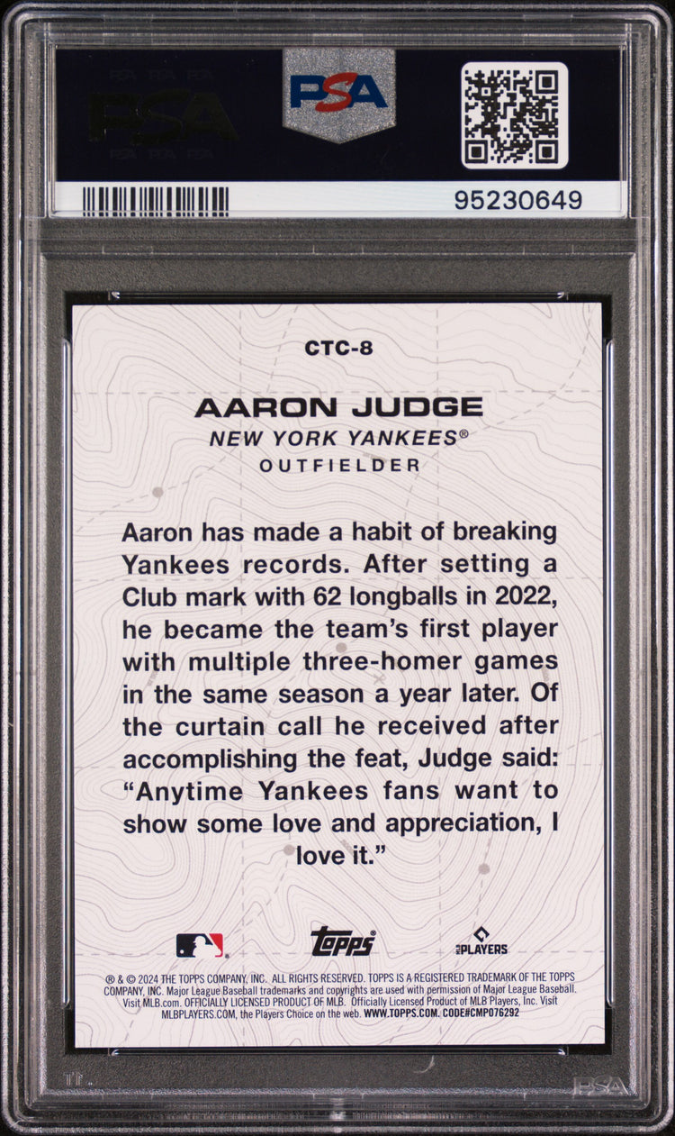 Graded 2024 Topps Aaron Judge #CTC8 City to City Blue Baseball Card PSA 10 Gem Mint