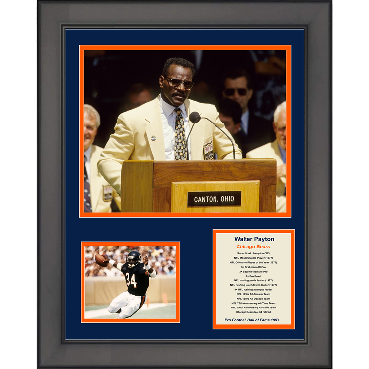 Framed Walter Payton Hall of Fame Chicago Bears 11"x14" Football Three Photo Collage