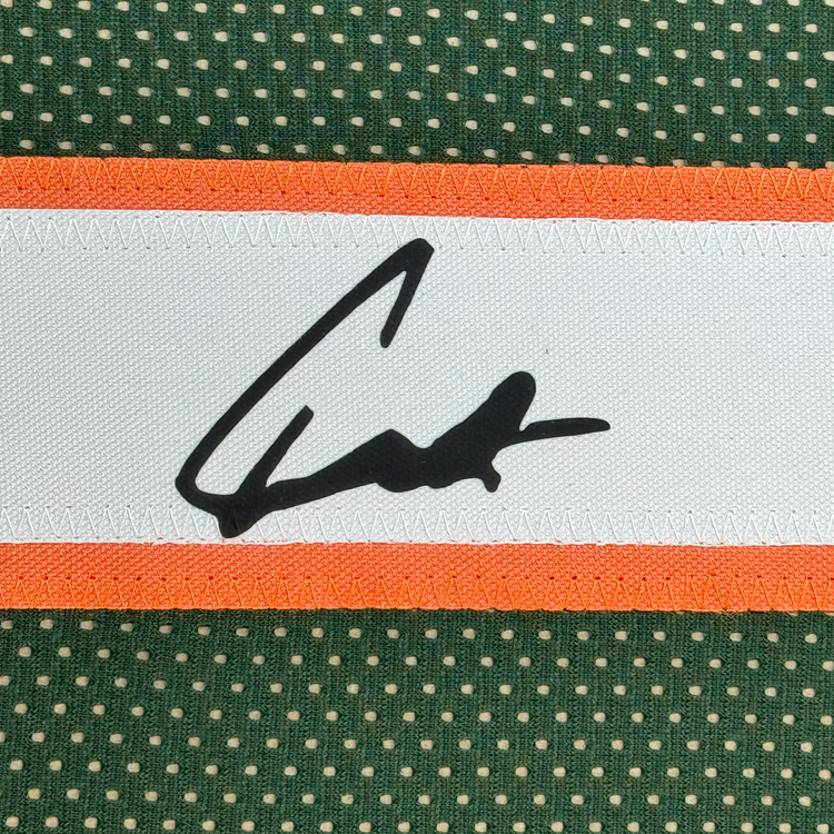 Framed Facsimile Autographed Cameron Cam Ward 35x39 Miami Green Reprint Laser Auto College Football Jersey