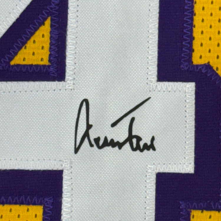 Framed Facsimile Autographed Jerry West 35x39 Los Angeles LA Yellow Reprint Laser Auto Basketball Jersey