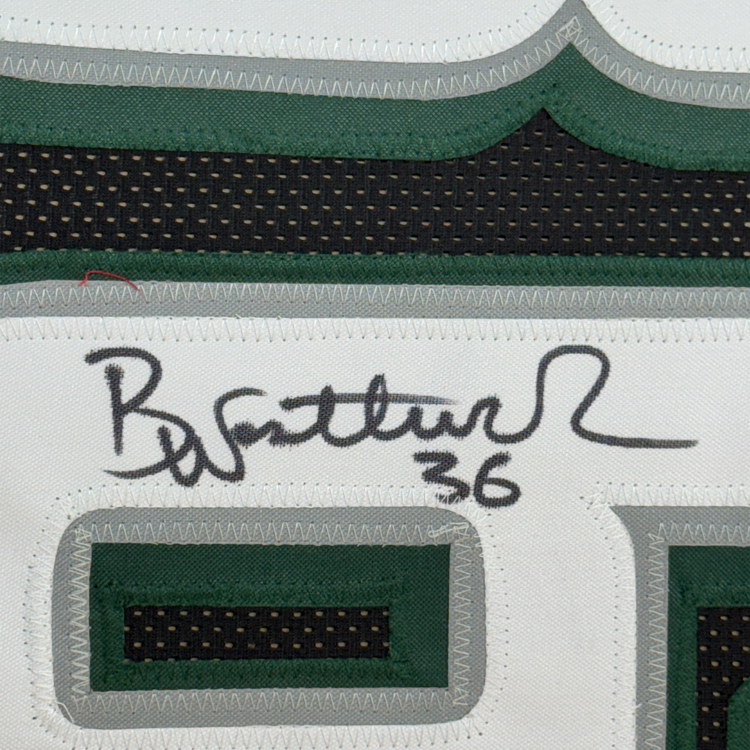 Framed Autographed/Signed Brian Westbrook 35x39 Philadelphia Black Football Jersey PSA/DNA COA