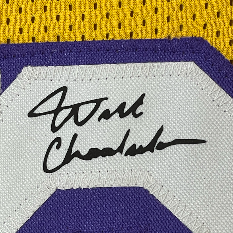 Framed Facsimile Autographed Wilt Chamberlain 35x39 Los Angeles LA Yellow Reprint Laser Auto Basketball Jersey