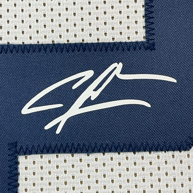 Framed Facsimile Autographed Charles Woodson 35x39 Michigan White Reprint Laser Auto College Football Jersey Size Men's XL