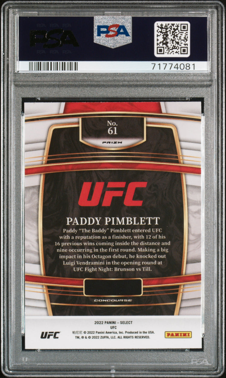 Graded 2022 Panini Select UFC Paddy Pimblett #167 Disco Prizm Rookie RC UFC MMA Card PSA 10 Gem Mint