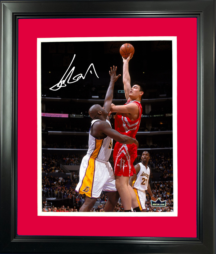 Framed Yao Ming Facsimile Laser Engraved Signature Auto 11"x14" Basketball Photo HOFSM Holo