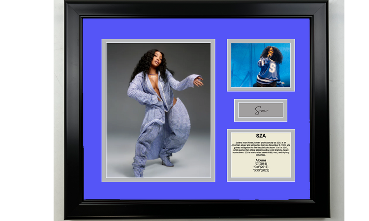 Framed SZA Facsimile Laser Engraved Signature 14x11 3 Photo Collage