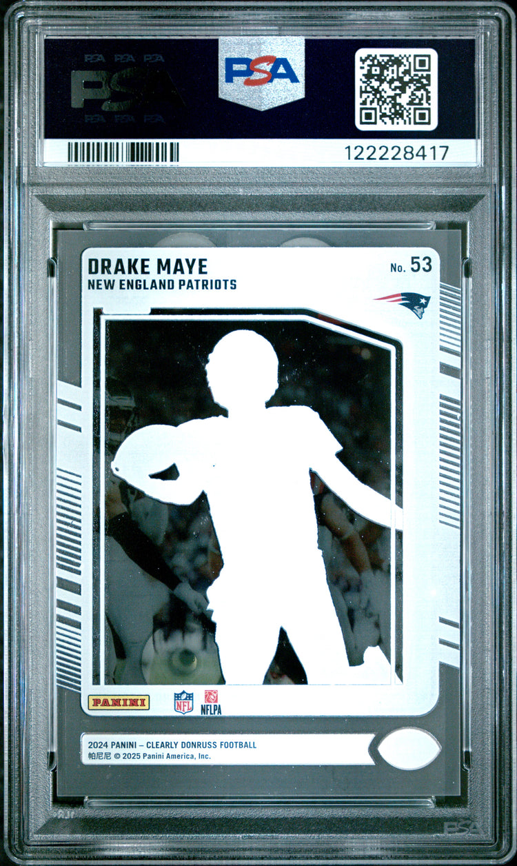 Graded 2024 Panini Clearly Donruss Drake Maye #53 Rookie RC Football Card PSA 8 Near Mint