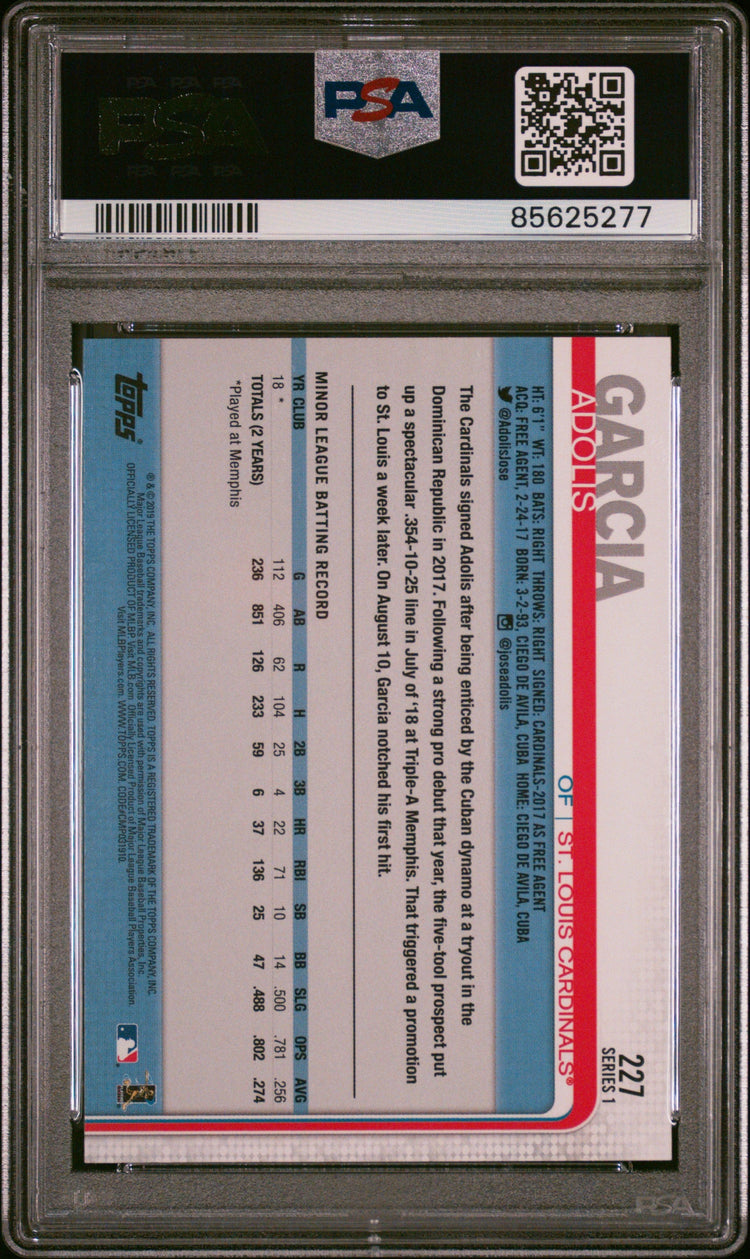 Graded 2019 Topps Adolis Garcia #227 Rookie RC Baseball Card PSA 10 Gem Mint
