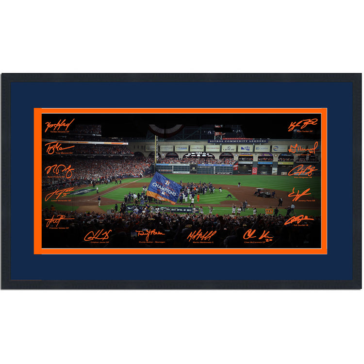 Framed Houston Astros 2022 World Series Champions Facsimile Signature Team Auto 16x24 Baseball Photo