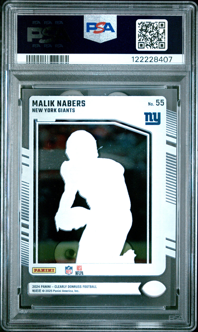 Graded 2024 Panini Clearly Donruss Malik Nabers #55 Rookie RC Football Card PSA 8 Near Mint