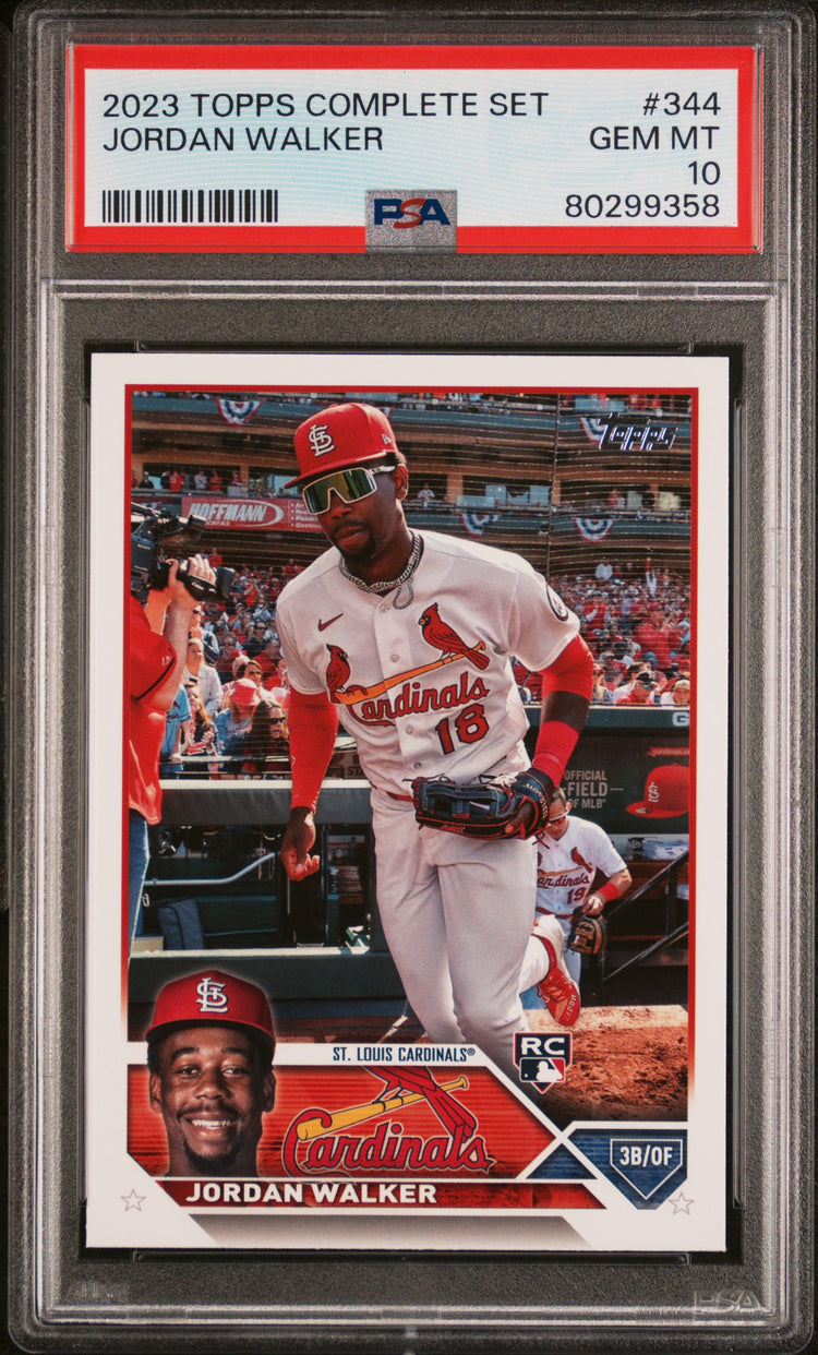 Graded 2023 Topps Complete Set Jordan Walker #344 Rookie RC Baseball Card PSA 10 Gem Mint