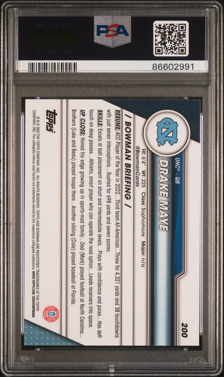 Graded 2023 Topps Bowman U Chrome Drake Maye #200 Xfractor Rookie RC Football Card PSA 10 Gem Mint