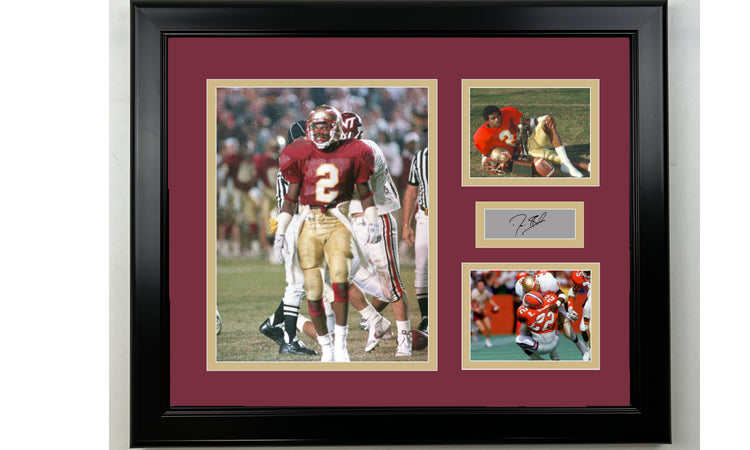 Framed Deion Sanders Florida State Seminoles Facsimile Laser Engraved Signature NCAA Football 14x11 3 Photo Collage