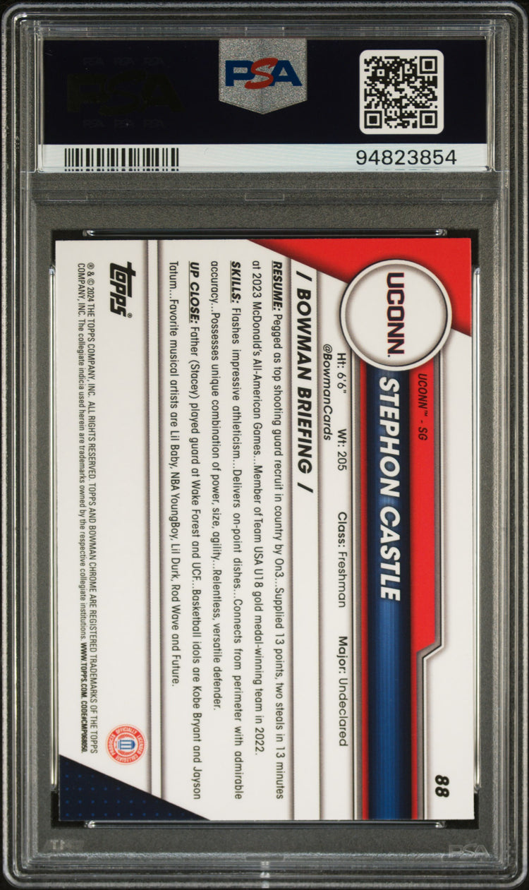 Graded 2023 Topps Bowman U Chrome Stephon Castle #88 Rookie RC Basketball Card PSA 10 Gem Mint